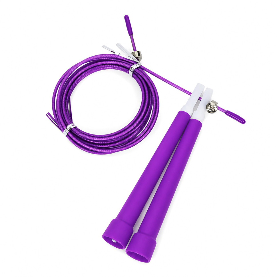 Скакалка скоростная Bambi MS 3765(Violet) 290 см, ручка пластик, веревка резина+металл