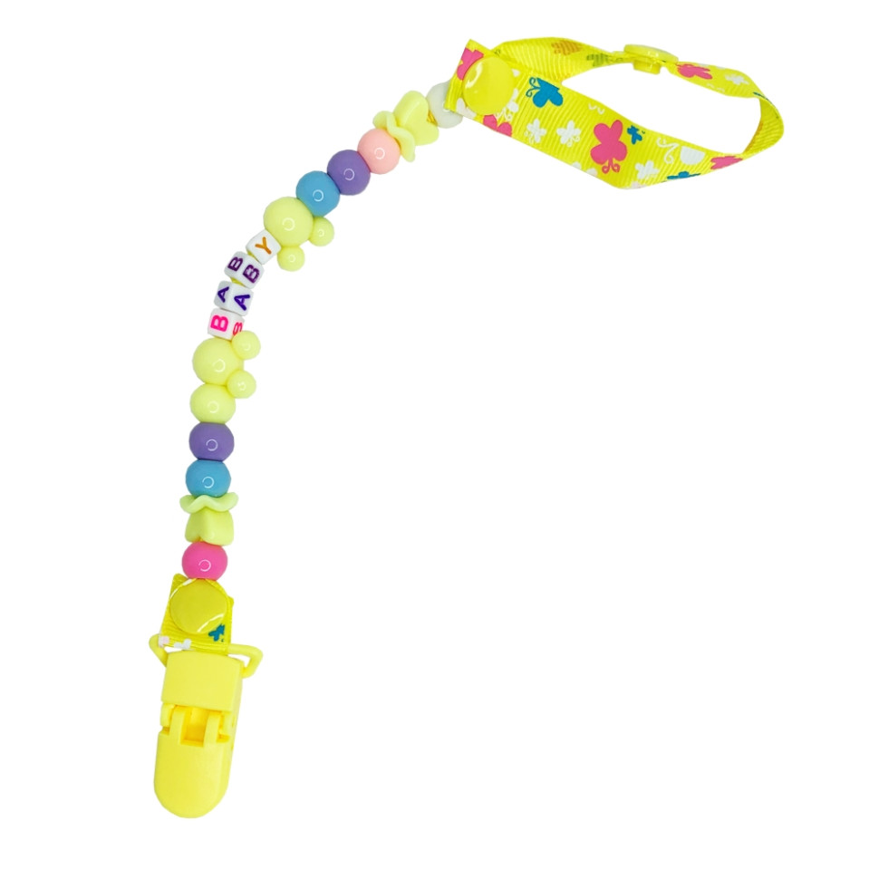 Держатель для пустышки Baby Mega Zayka MGZ-0503(Yellow) 34 см