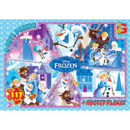 Детский пазл "Frouzen Ледяное Сердце" G-Toys FR044 плакат 117 элементов