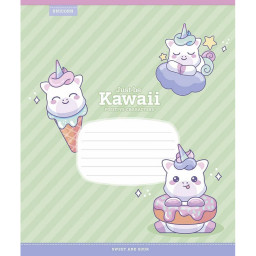 Зошит учнівський "Just be Kawaii" Школярик 012-3408K-5 в клітинку, 12 аркушів