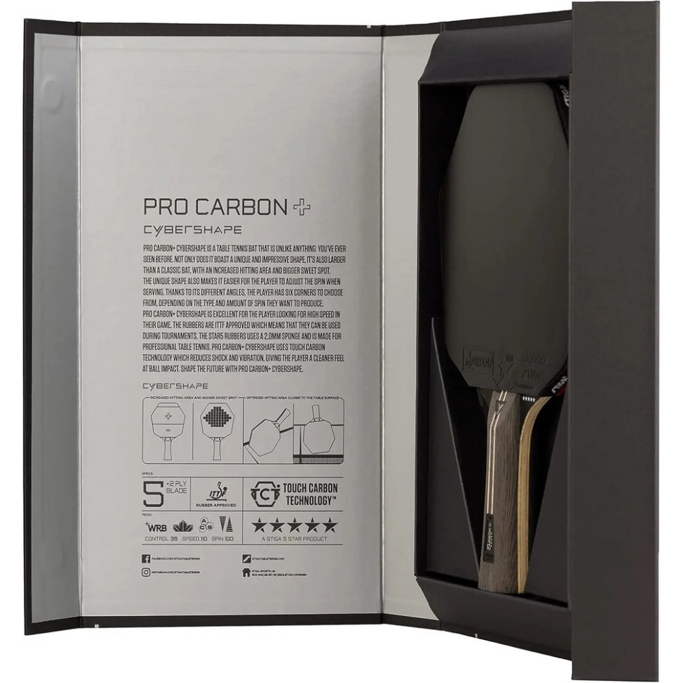 Ракетка для настільного тенісу Pro Carbon Plus Cybershape 5 Star FL Stiga 931184 (1215-0401-35)