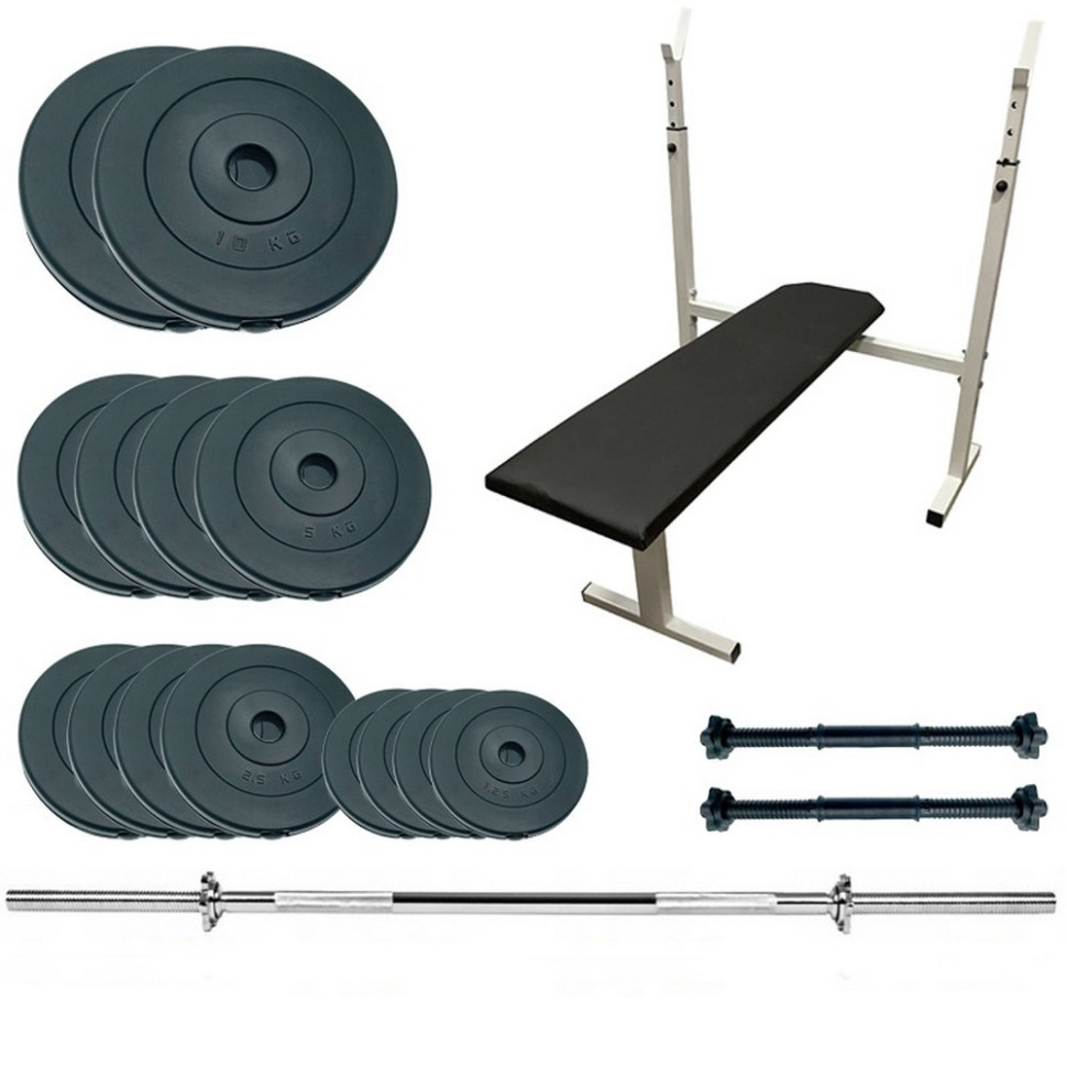 Скамья для жима с набор штанги и гантели Standard Set 70 Newt NE-SD-PL-SET-70, 70 кг