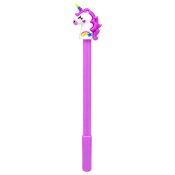 Ручка детская с игрушкой "Единорог" Bambi A1101(Violet) гелевая, синяя