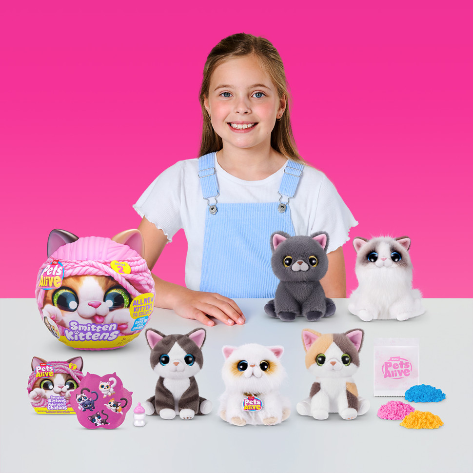 Інтерактивний ігровий набір-сюрприз Грайливі кошенята Pets & Robo Alive S2 9568, 10 різних звуків