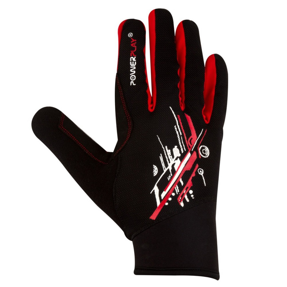 Велорукавички PowerPlay PP_6607_M_Red/Black, Чорно-Чорні, M