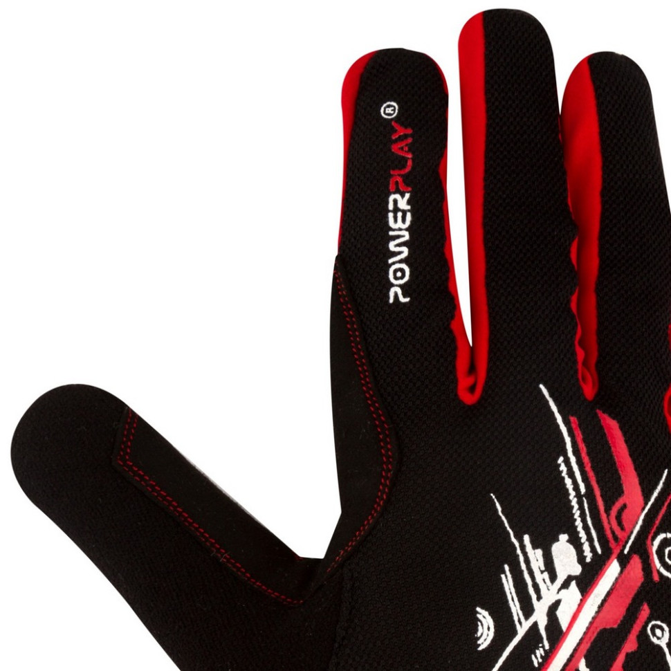 Велорукавички PowerPlay PP_6607_M_Red/Black, Чорно-Чорні, M