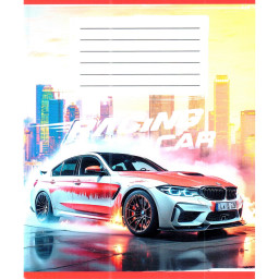 Тетрадь ученическая "Авто в дыму" Leader 036-580051L-1 в линию, 36 листов (959057)