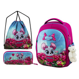Детский школьный рюкзак для девочек Winner 6010 Full Set, объем 17 л