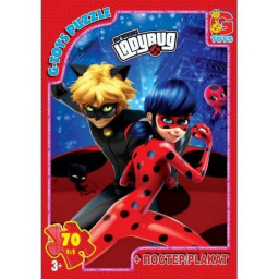 Пазл детский "Леди Баг" G-Toys LB1002 постер, 70 элементов