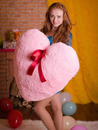 Плюшеве серце 80 рожеве (подушка) 0153KM