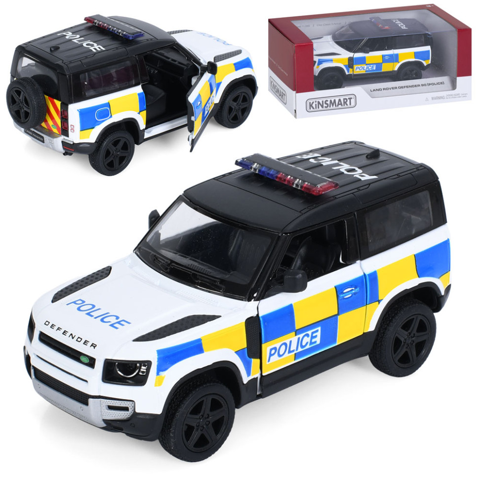 Машинка инерционная Джип Land Rover Defender 90 Kinsmart KT5428WP открываются двери, 1:36