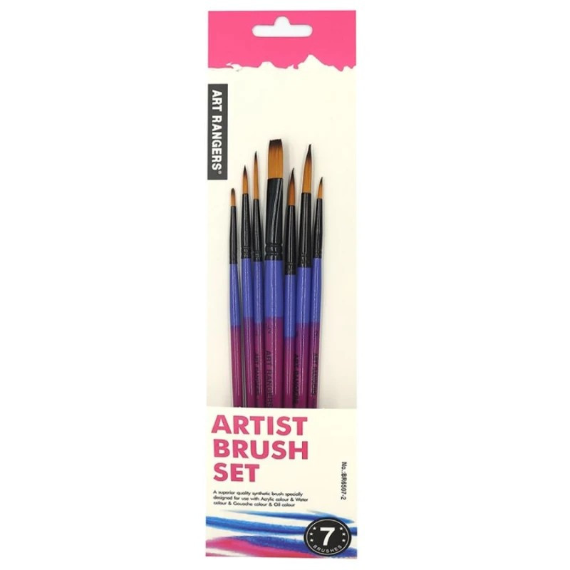 Набор кисточек плоских Art Rangers BR6507-2 нейлоновые, 7 шт