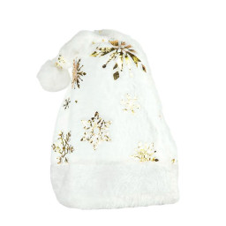 Новогодняя шапка Святого Николая Bambi 6241-22(Gold-2) белый, золотые снежинки