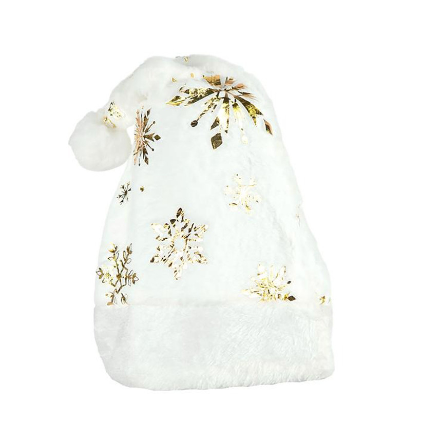 Новогодняя шапка Святого Николая Bambi 6241-22(Gold-2) белый, золотые снежинки