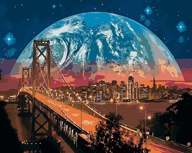 Картина за номерами. Brushme "Місяць над Сан-Франциско" GX8312 по цене 240 грн.