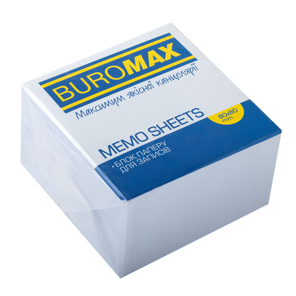 Блок белой бумаги для записей BUROMAX BM.2204, 80х80х50 мм, склеенный