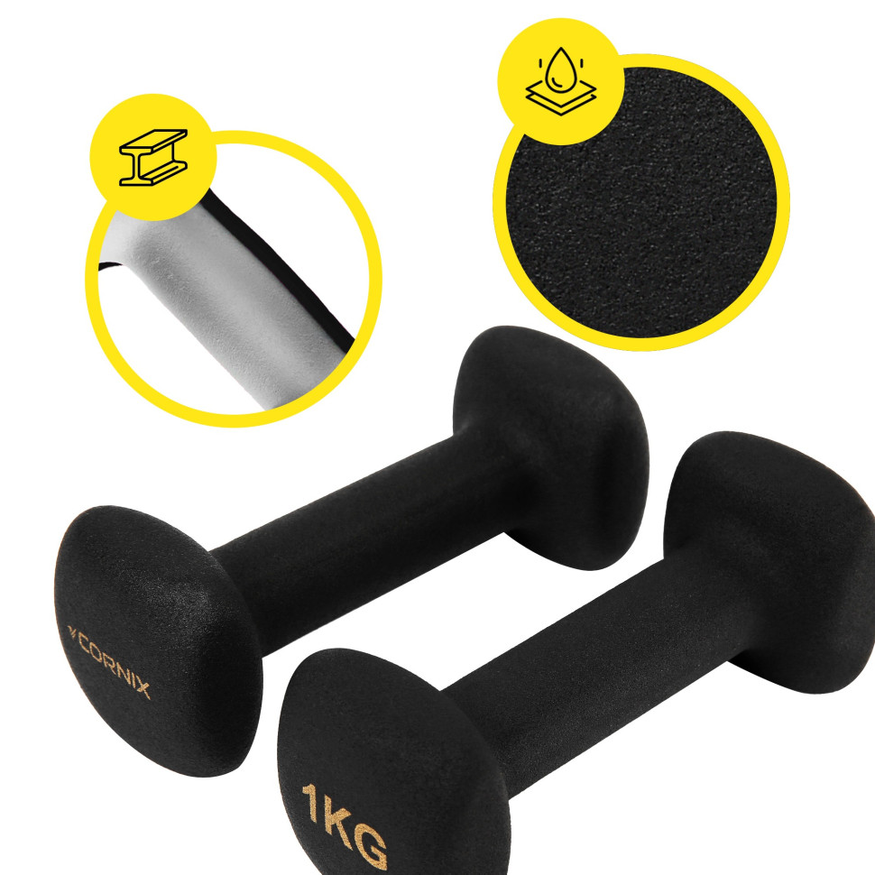 Гантели виниловые Square Cornix XR-0406 Black 2 x 1 кг