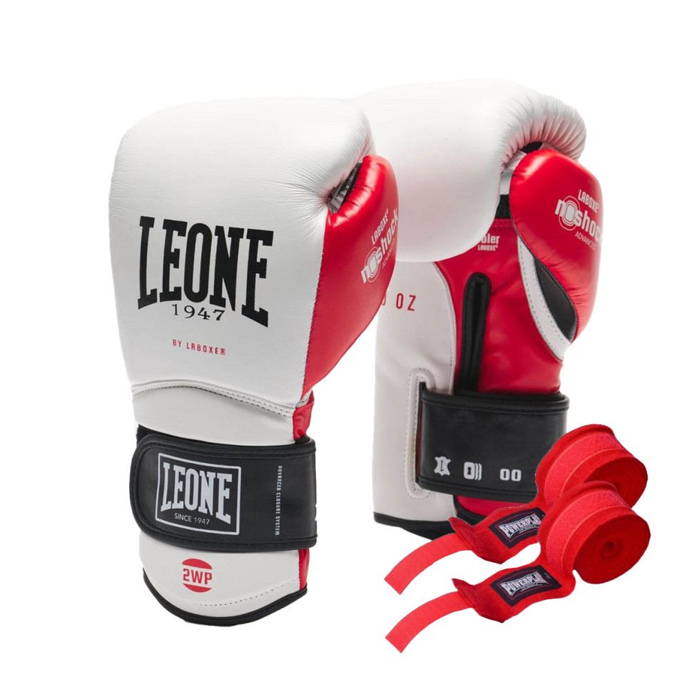 Боксерські рукавиці GN113 IL TECNICO N3 Leone GN113_White_10oz 10 унцій (бинти в комплекті)