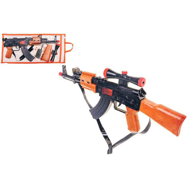 Игрушечный автомат АК трещотка с игрушечной гранатой Golden Gun 810GG