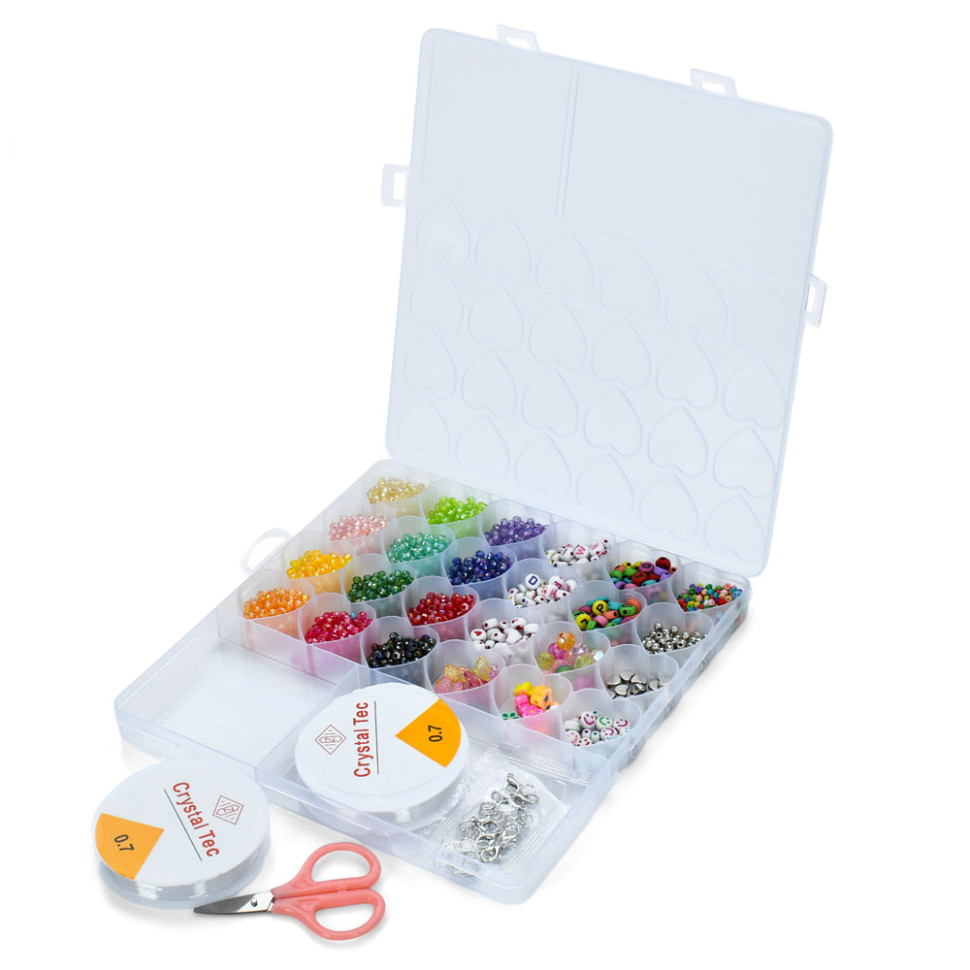 Набор для творчества Бисер Bambi A103-13K бусины с буквами, пайетки, ножницы