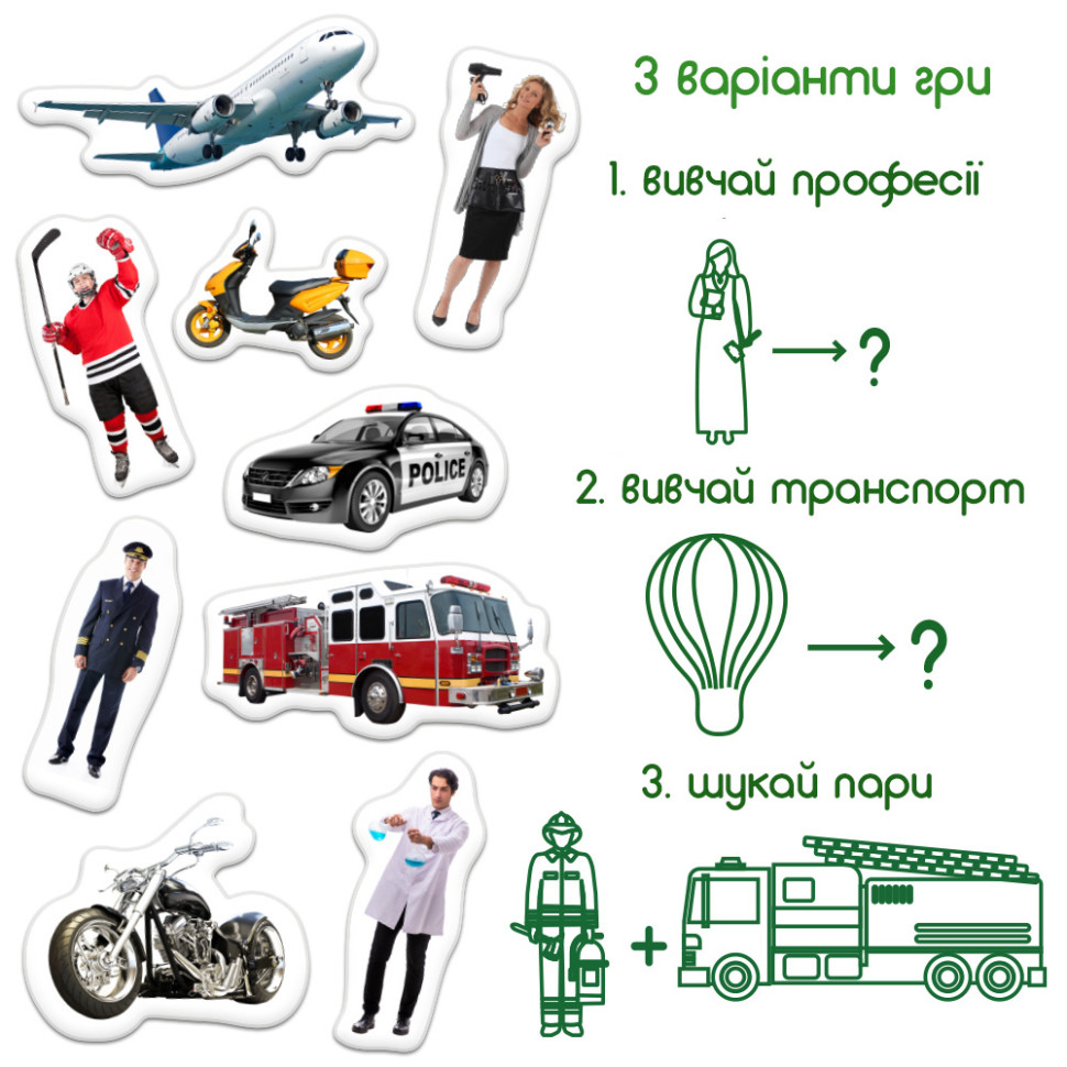 Дитячий набір магнітів Професії і транспорт Magdum ML4031-31 EN