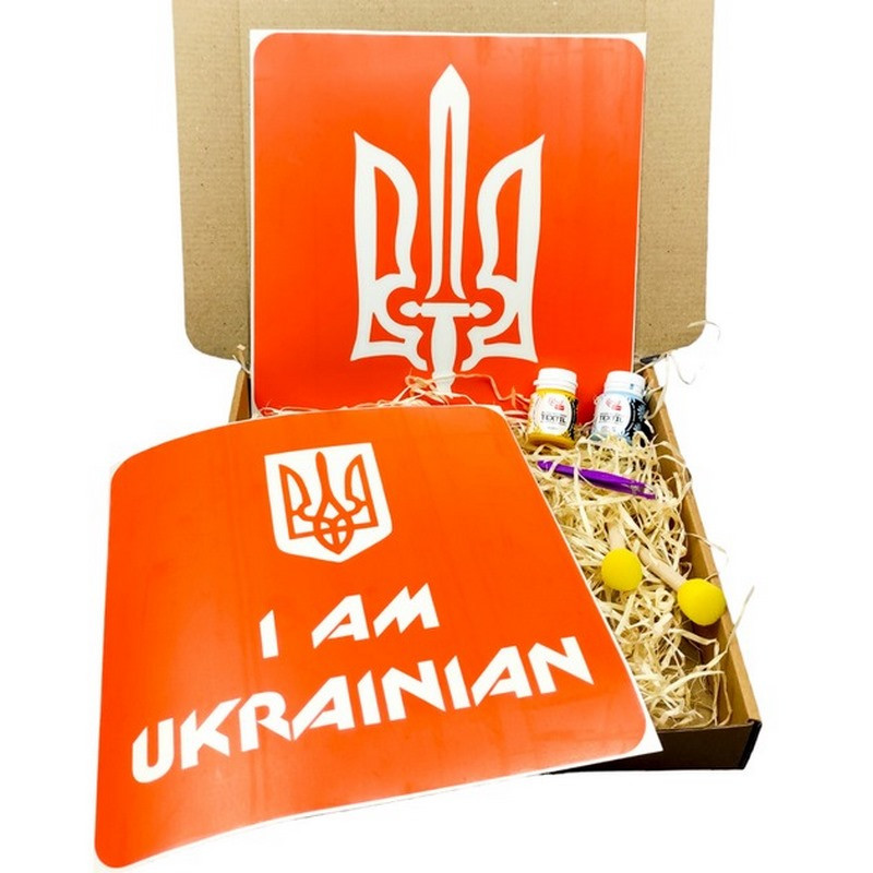 Набор для рисования по ткани «I Am Ukrainian, Тризуб» Fresh Tattoo paint-n064-n059