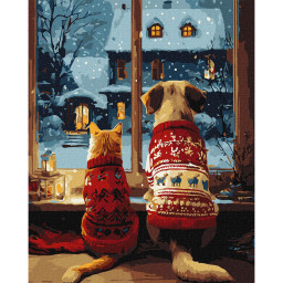 Картина по номерам "Уют пушистиков" Идейка KHO6834, 40х50 см Картина по номерам "Уют пушистиков" Идейка KHO6834, 40х50 см