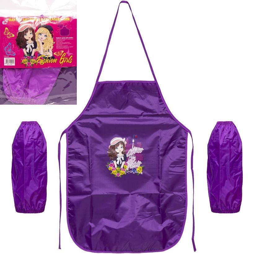 Фартух дитячий з нарукавниками для дівчаток COLOR-IT CR5530(Violet) 54х37 см (91392)