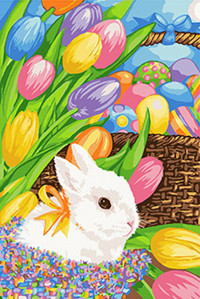 Картина по номерам Идейка Животные, птицы "Пасхальный кролик" 35х50 см KHO4109