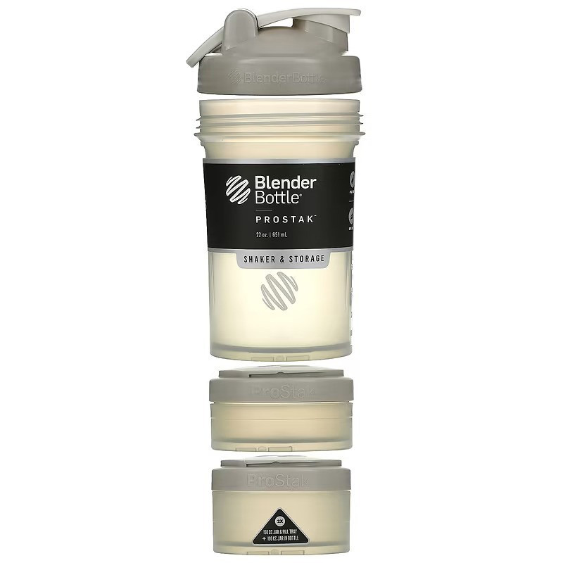 Шейкер спортивный ProStak BlenderBottle PS 22oz Grey, с 2-мя контейнерами, 650 ml