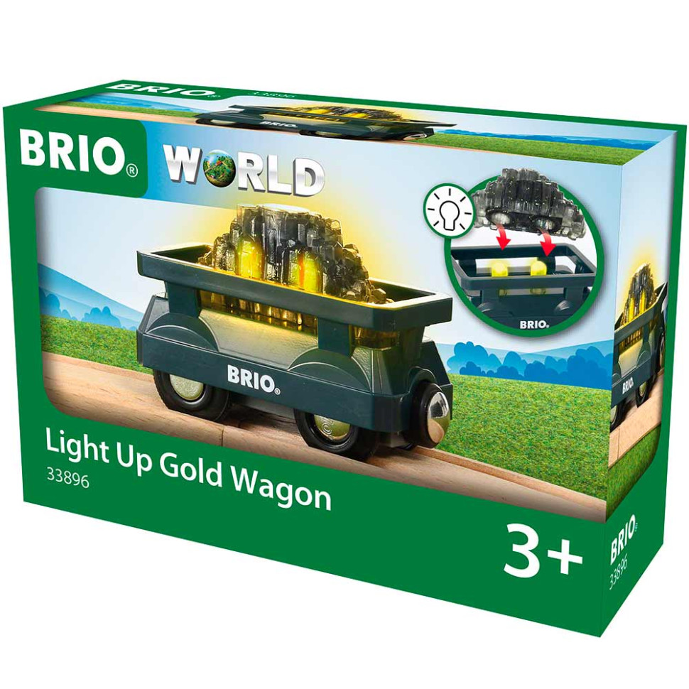 Вагон с золотом для детской железной дороги BRIO 33896-BR, пластик, свет, на батарейках