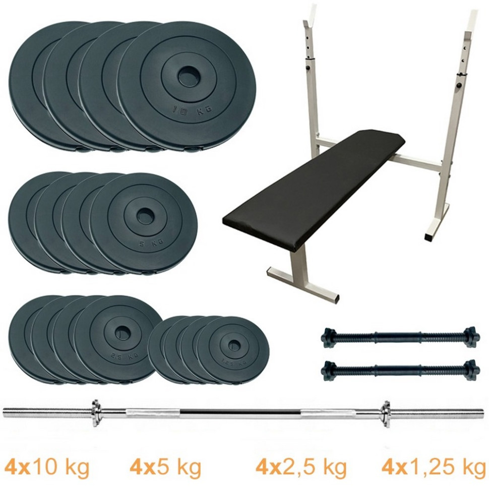 Лава для жиму з набором штанга та гантелі Standard Set 90 Newt NE-SD-PL-SET-90, 90 кг