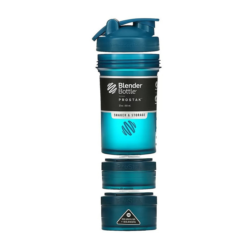Шейкер спортивный ProStak BlenderBottle PS 22oz Navy, с 2-мя контейнерами, 650 ml