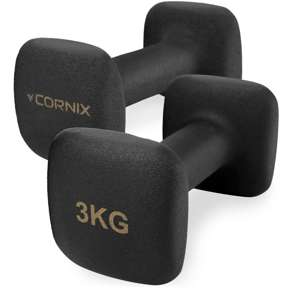 Гантели виниловые Square Cornix XR-0408 Black 2 x 3 кг 
