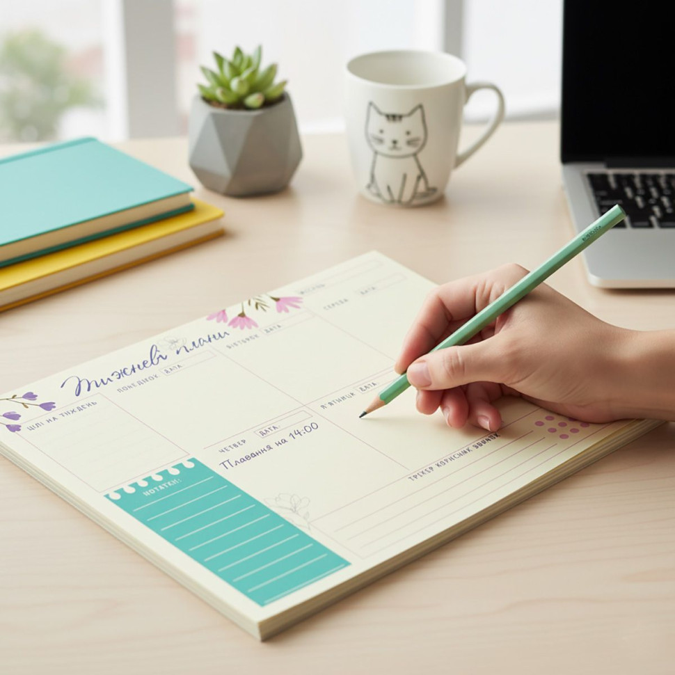 Планер тижневий Vladi Toys VT9212-04, 20х14,3 см, 54 аркуші, українська