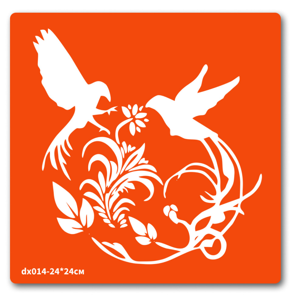 Трафарет для био-тату Птички Fresh Tattoo dx014-24*24см, размер 24 х 24см 