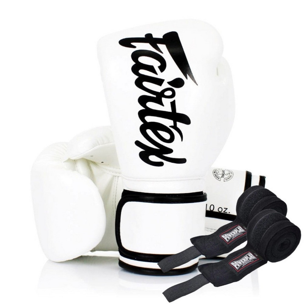 Боксерские перчатки BGV14 Fairtex BGV14_12oz_White 12 унций (бинты в комплекте)