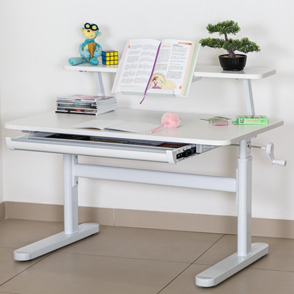 Дитячий стіл з полицею S50 XL ErgoKids TH-210 W + BD-S50 XL, White