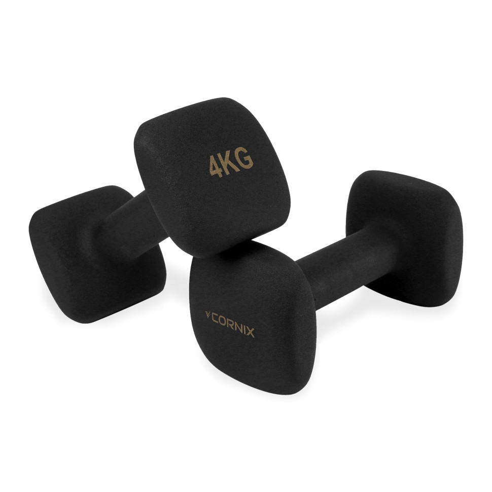 Гантели виниловые Square Cornix XR-0409 Black 2 x 4 кг 