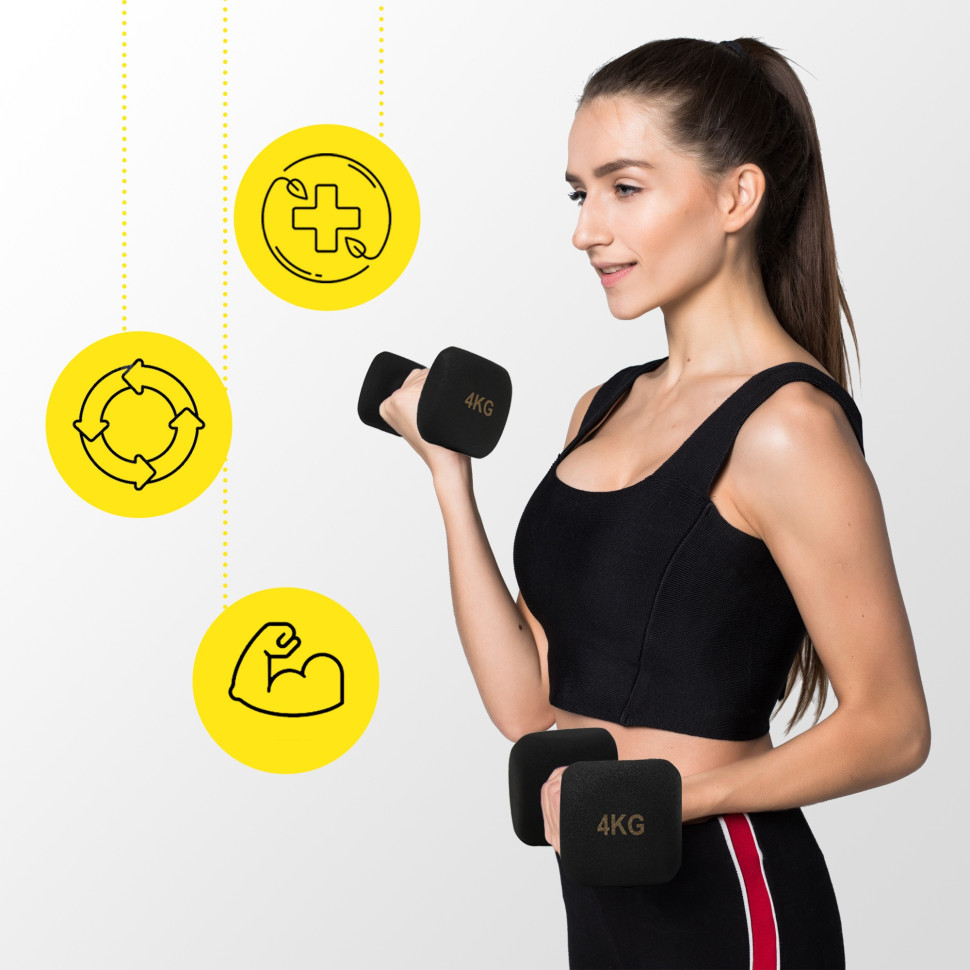 Гантели виниловые Square Cornix XR-0409 Black 2 x 4 кг 