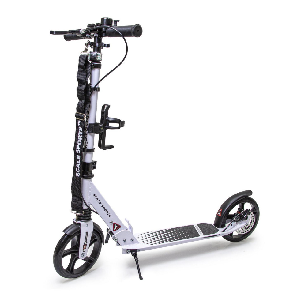 Самокат двухколесный Scale Sports 1111449399 SS-12 белый, дисковый тормоз, Led-фонарик