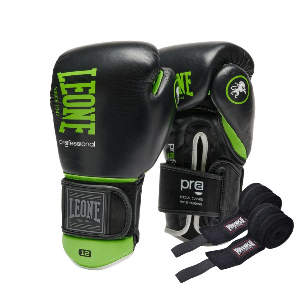 Боксерські рукавиці GN115 PROFESSIONAL 2 Leone GN115_Black_12oz 12 унцій (бинти в комплекті)