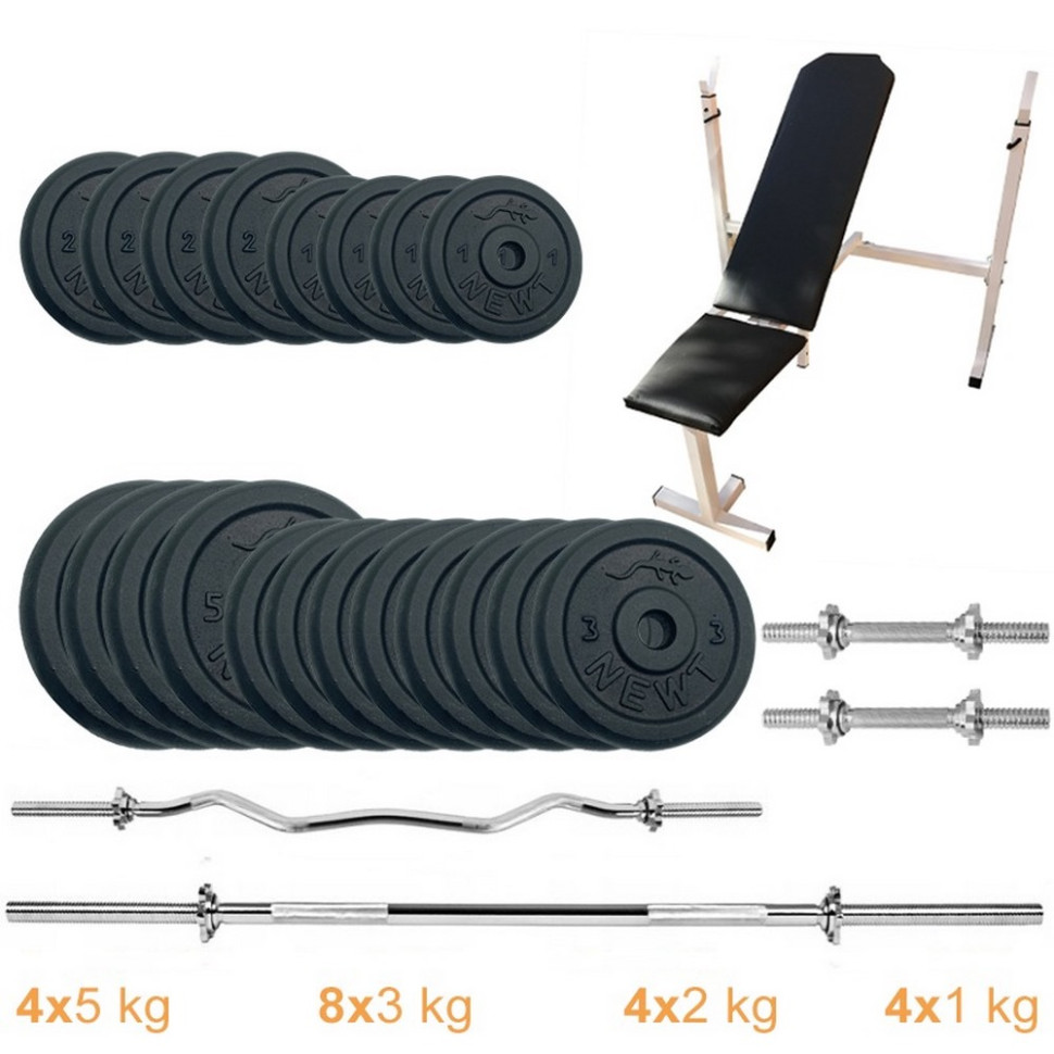 Лава для жиму з набором штанг та гантелей Gym Set-SKHW Home Newt NE-M-SKHW-SET-67, 72 кг