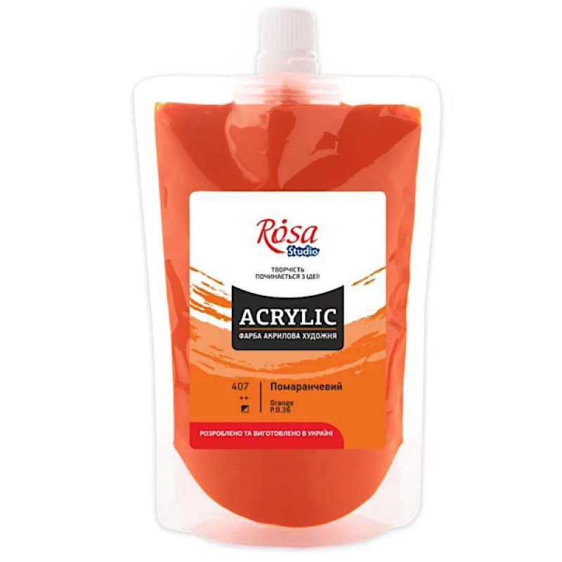 Фарба акрилова Оранжева Rosa 323200407 (код 407), 200 мл