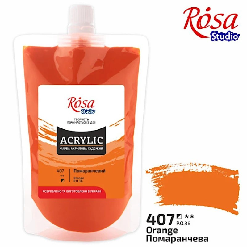 Фарба акрилова Оранжева Rosa 323200407 (код 407), 200 мл