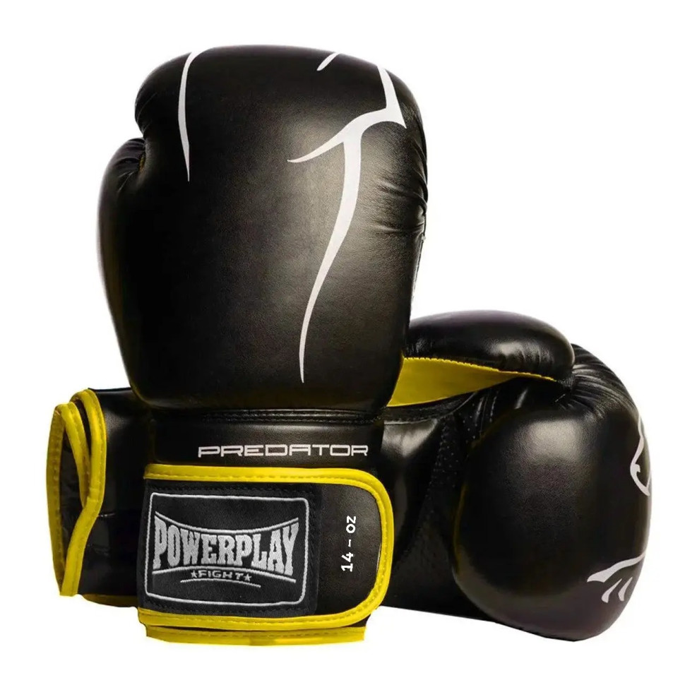 Боксерские перчатки Jagua PowerPlay PP_3018_14oz_Black/Yellow, Черно-Желтые 14 унций