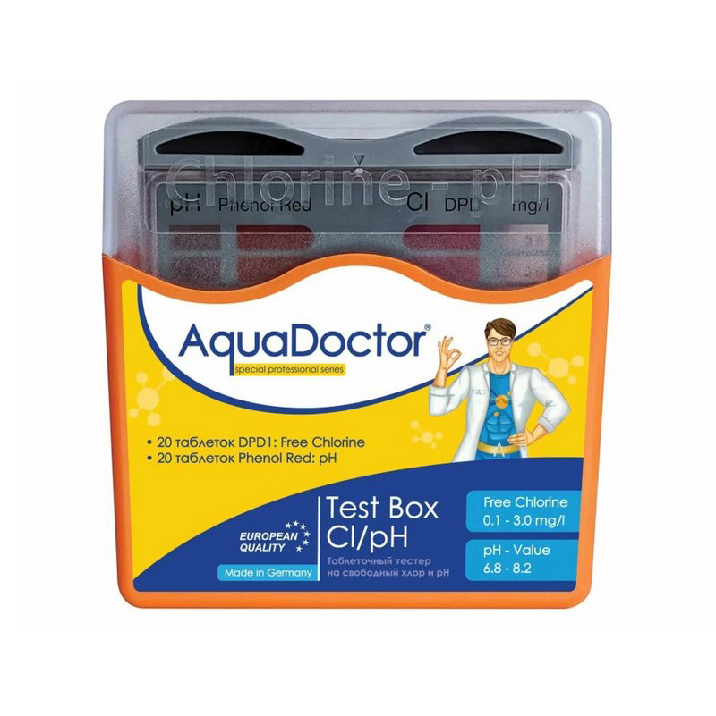 Таблетированный тестер для бассейна Test Box Cl/pH AquaDoctor 23544AD