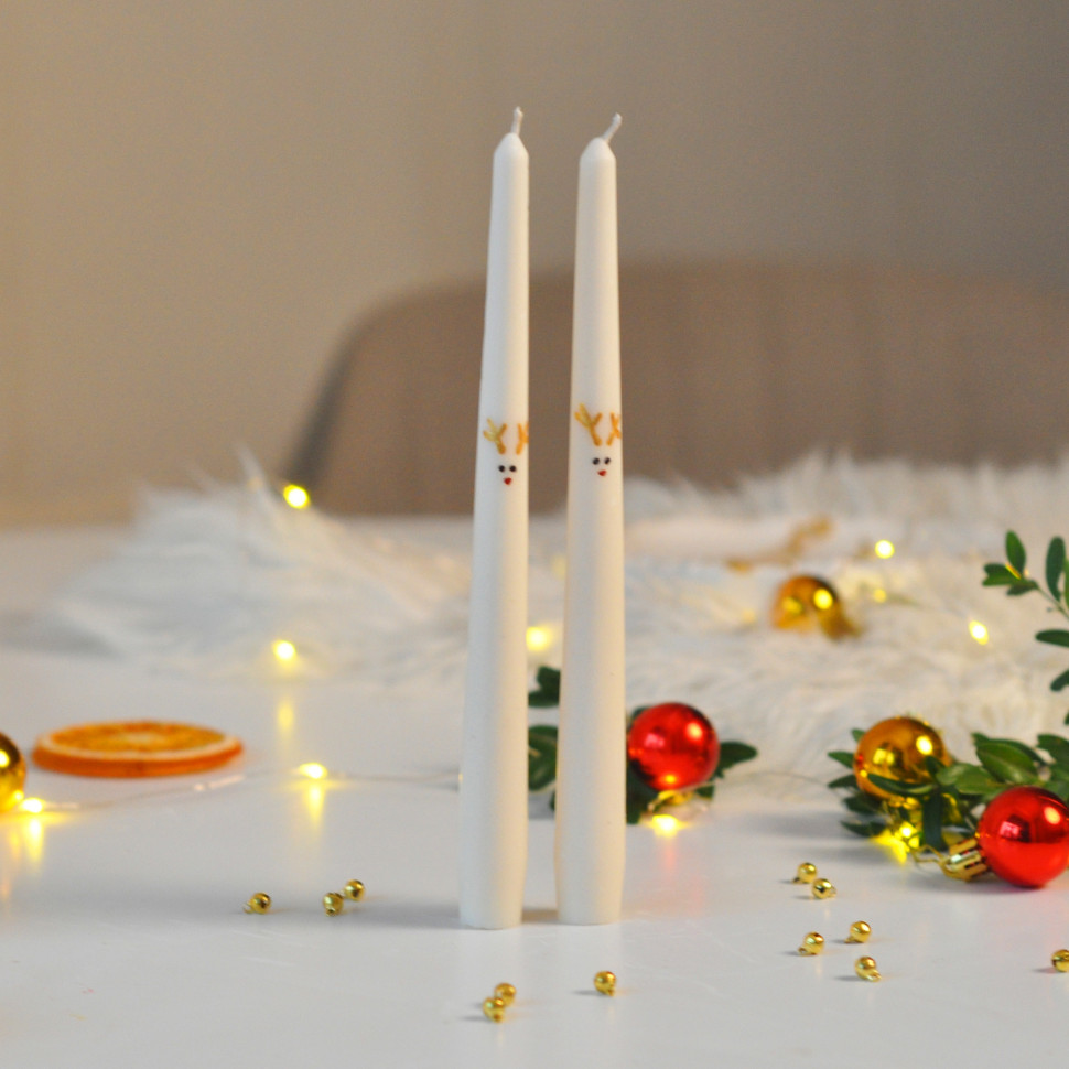 Набор столовых свечей из соевого воска SP2475 ручной роботы 2 шт, с ручной росписью