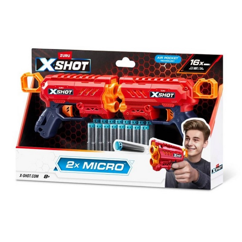 Набір швидкострільних бластерів Excel Double Micro 2.0 X-Shot 36727R 16 патронів