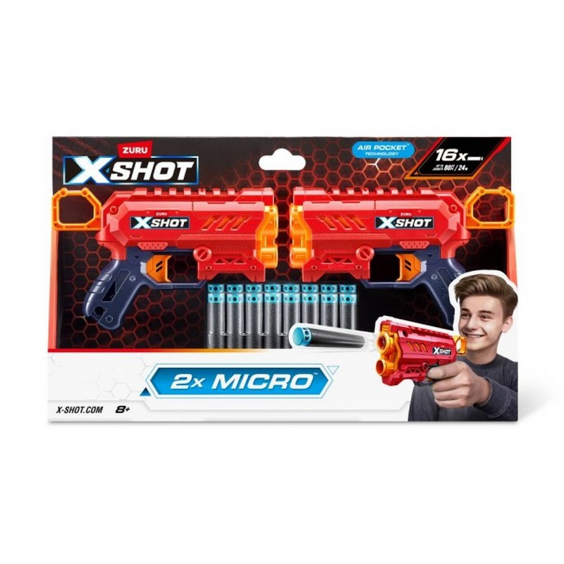Набір швидкострільних бластерів Excel Double Micro 2.0 X-Shot 36727R 16 патронів